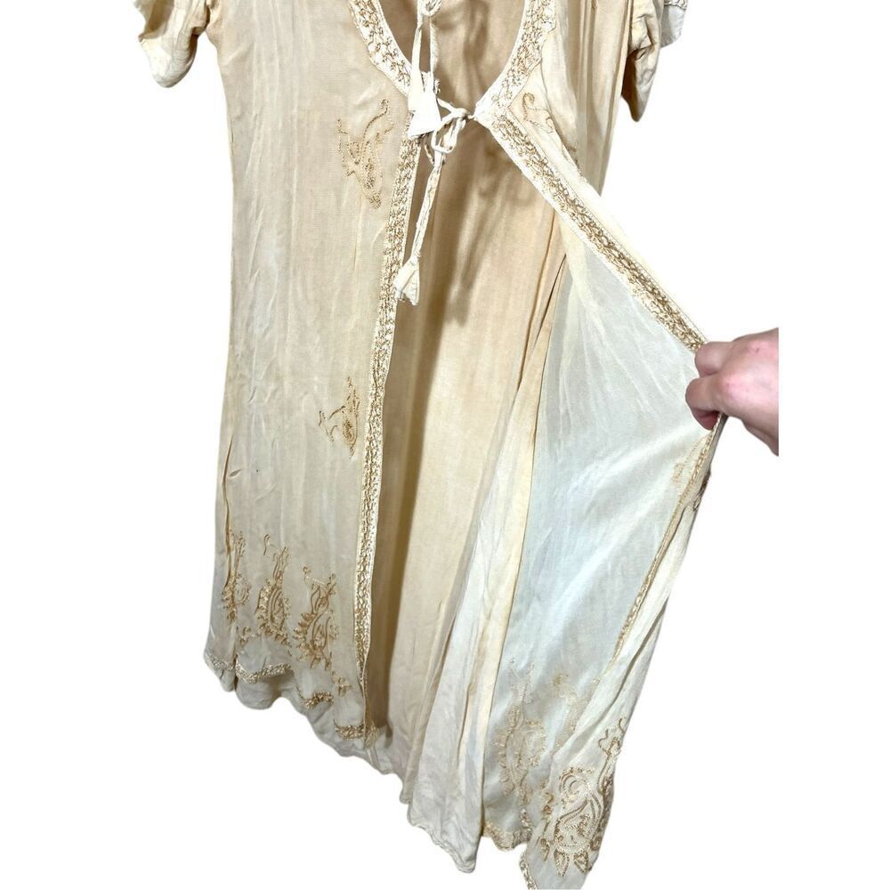 Vintage Just Cruising Cream Embroidered Boho Maxi Dress One‎ Size - Picture 4 of 10